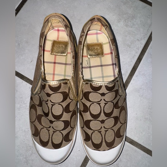 Coach Kids' Tan and Brown Slip-On Sneakers - Picture 1 of 6